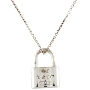 Tiffany $ Co. Silver 1837 collection, Lock Pendant. Necklace chain is 16".